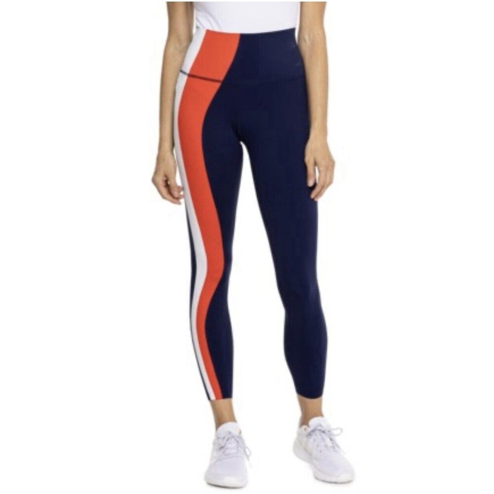 G/FORE Soft Tech OPS STRIPED LEGGINGS Patriot Blue Size XL Nylon Spandex NWT